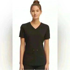 Scrubstar Ultimate Crisscross V-Neck Top & Yoga Cargo Joggers Size XS Black NWT